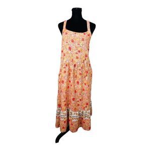 2109 Siena Sky Women's Coral Floral Open Back Sleeveless Dress Sz Medium